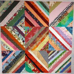 Baby or Lap Blanket ~ Scrappy Fabrics ~ Kaleidoscope String Design ~ Handmade
